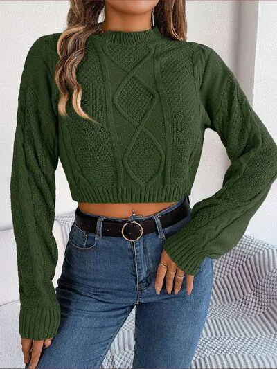 Feel Young And Comfy Cropped Cable Knit Sweater