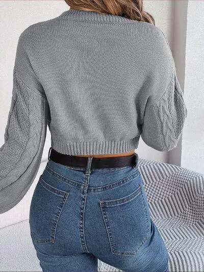 Feel Young And Comfy Cropped Cable Knit Sweater