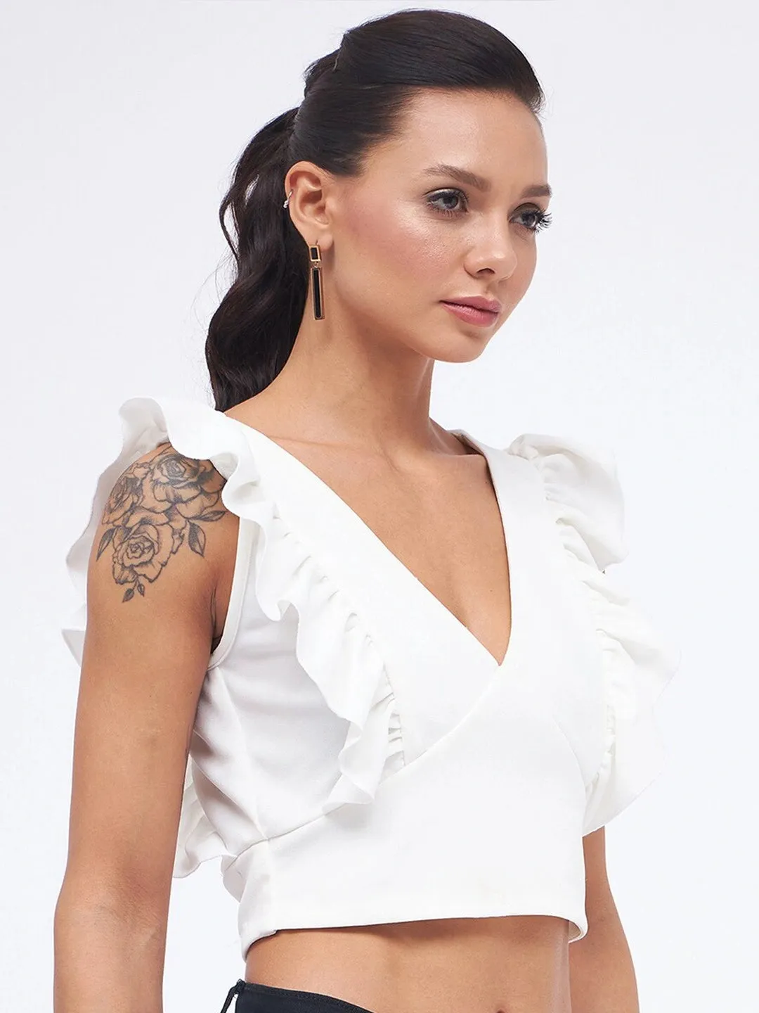 Flirty Flutter Ruched Top
