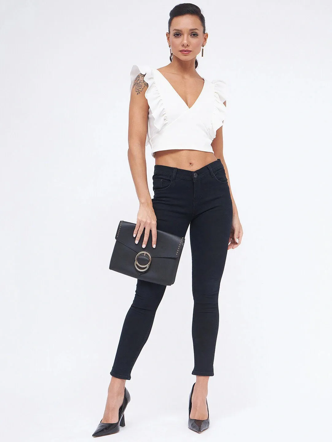 Flirty Flutter Ruched Top