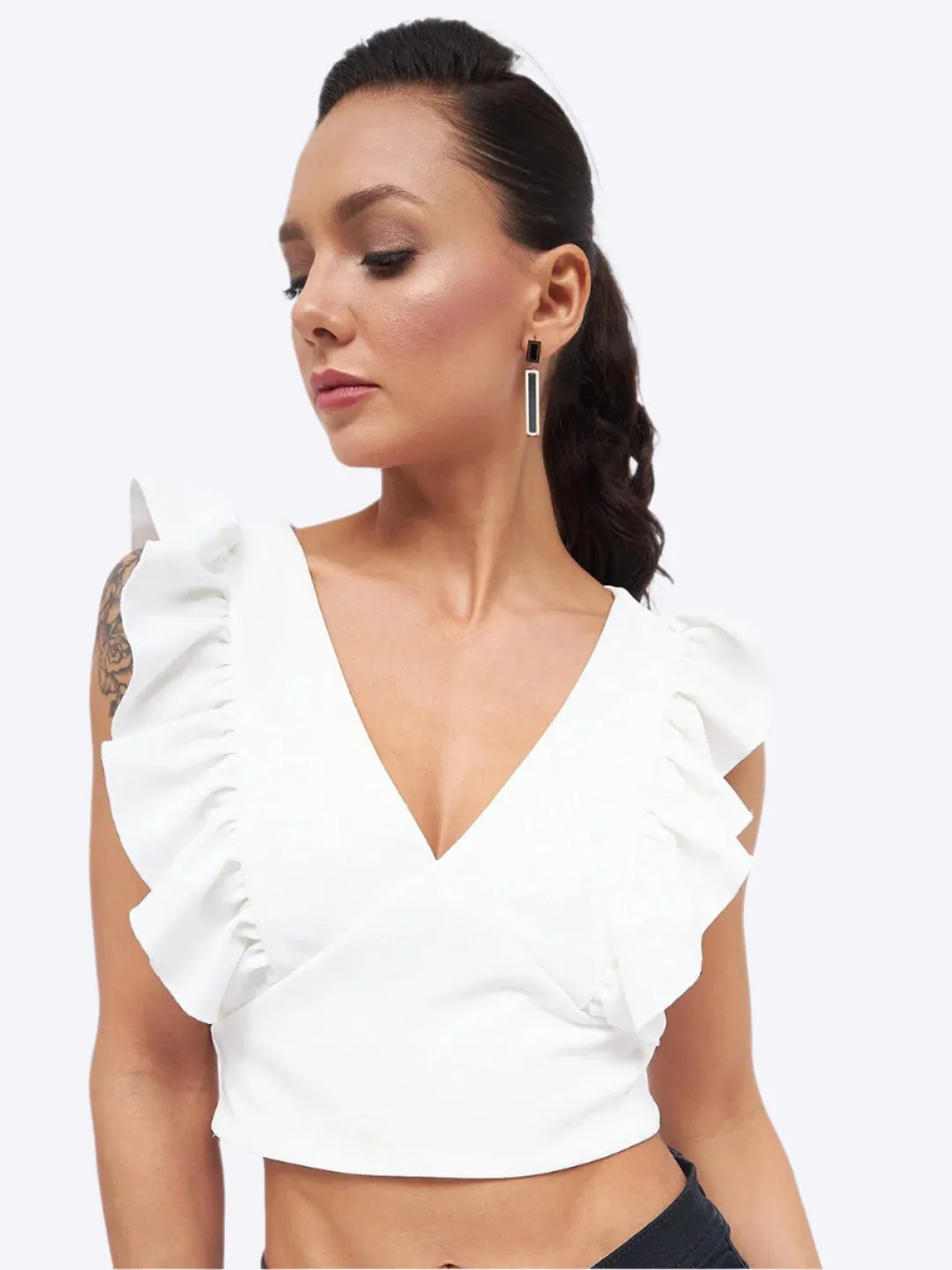 Flirty Flutter Ruched Top