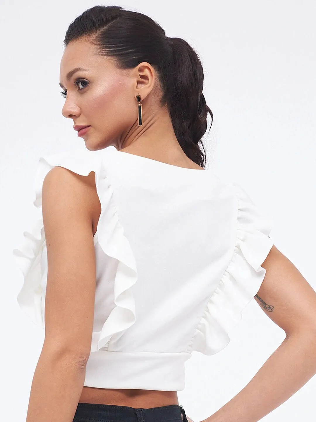 Flirty Flutter Ruched Top