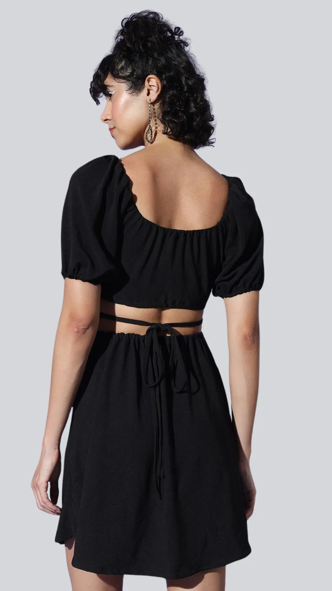 Flirty Lace-Up Back Detail Mini Dress