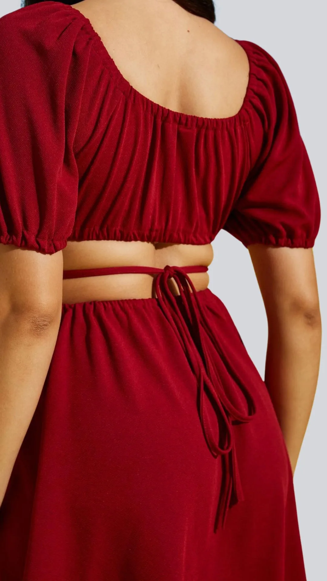 Flirty Lace-Up Back Detail Mini Dress