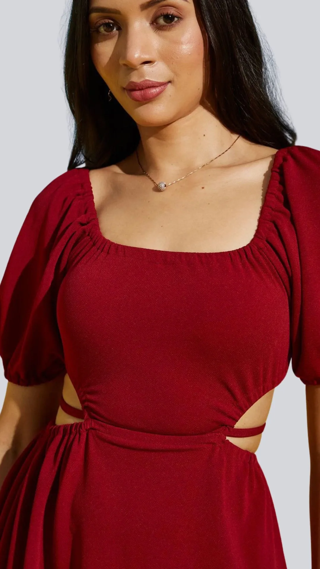 Flirty Lace-Up Back Detail Mini Dress