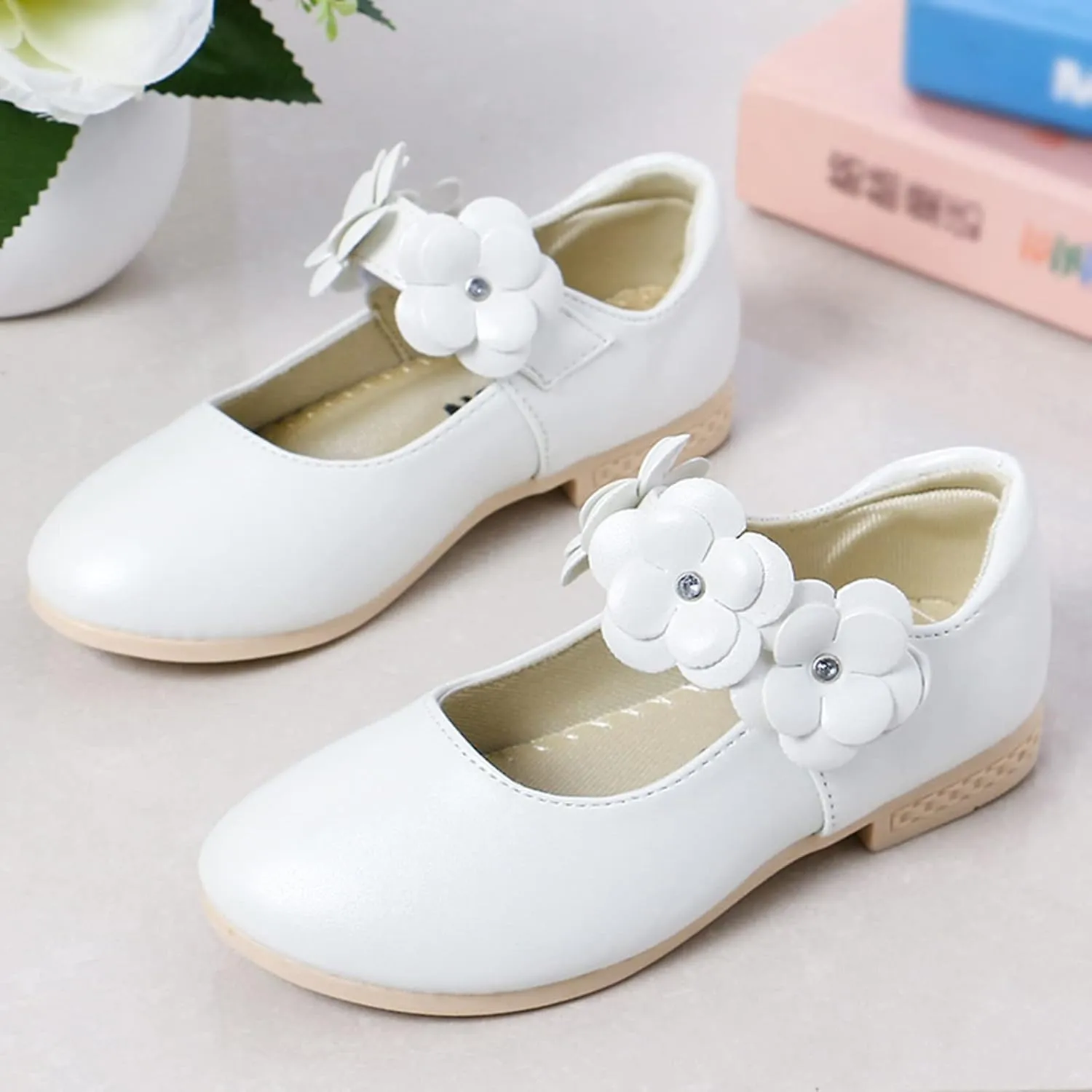 Girls Ballerina Flats Toddler Kids Dress Shoes Flower Baby Shoes Mary Jane Wedding Party Communion Shoes Flower
