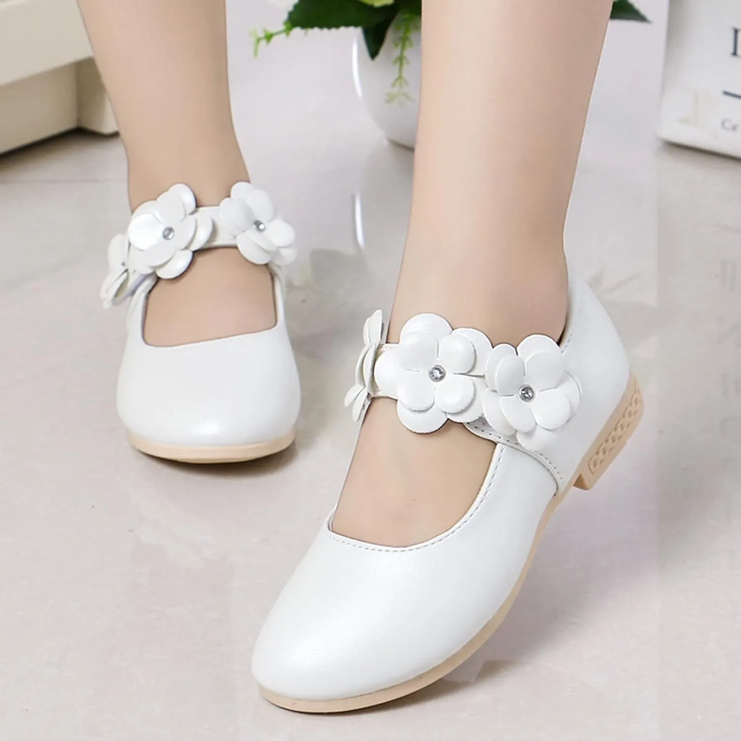 Girls Ballerina Flats Toddler Kids Dress Shoes Flower Baby Shoes Mary Jane Wedding Party Communion Shoes Flower
