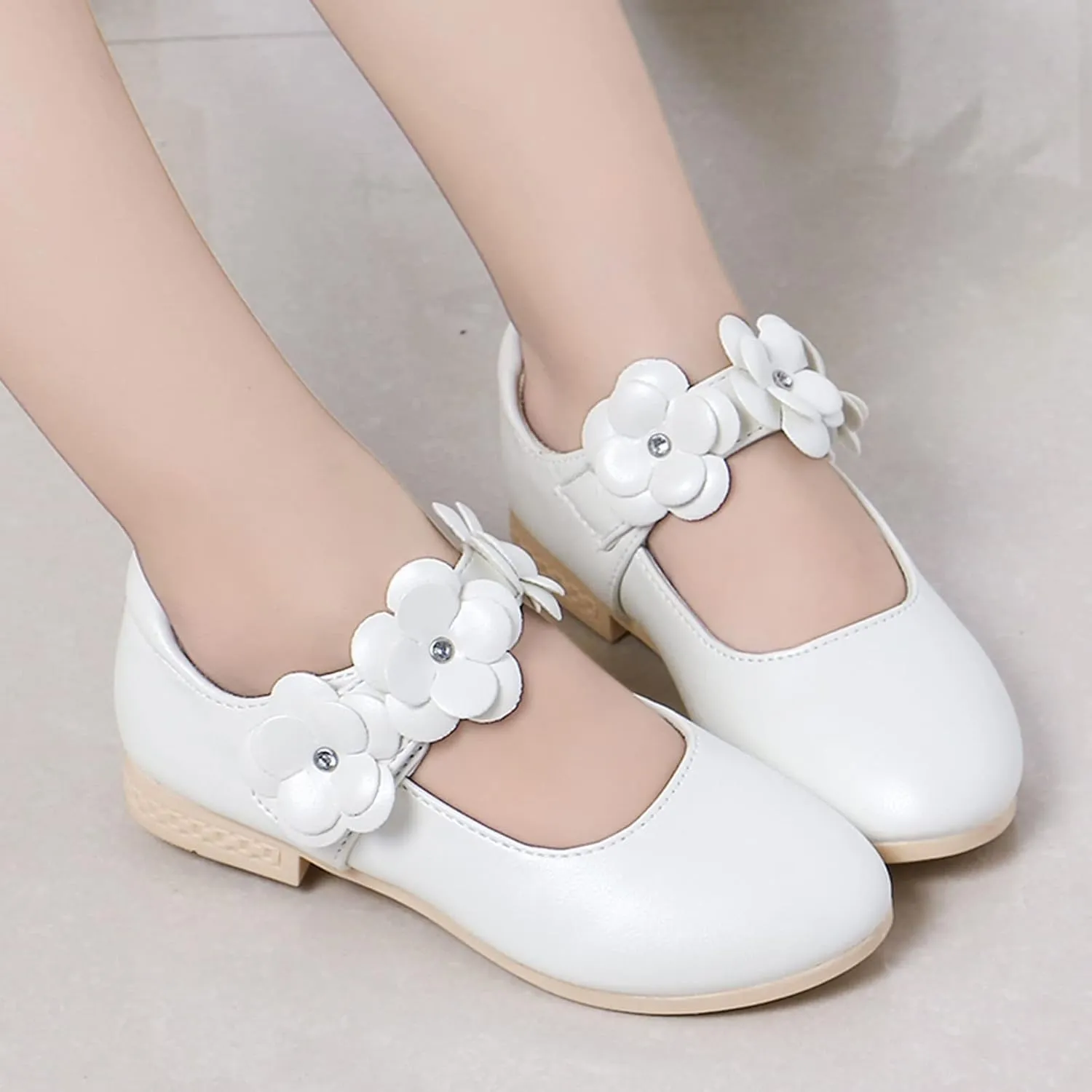 Girls Ballerina Flats Toddler Kids Dress Shoes Flower Baby Shoes Mary Jane Wedding Party Communion Shoes Flower