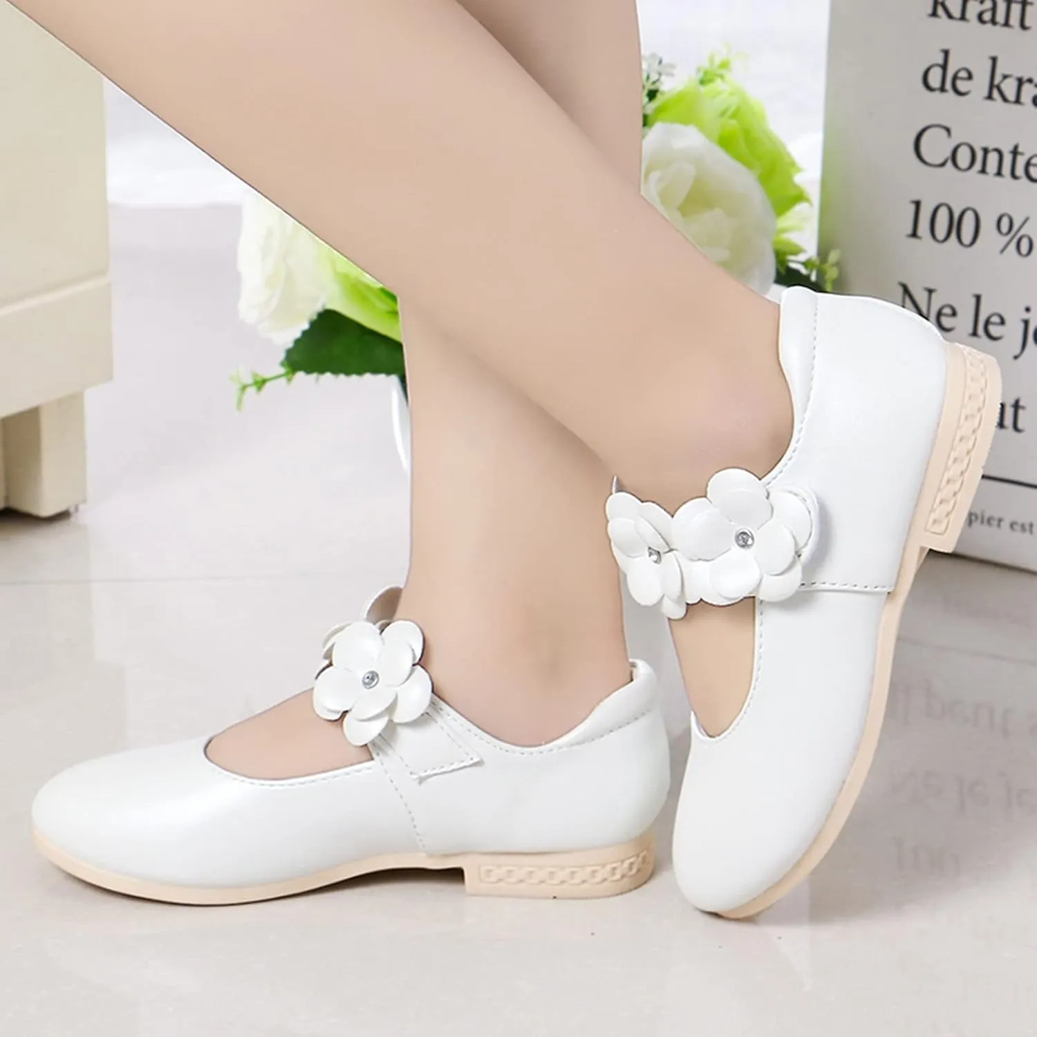 Girls Ballerina Flats Toddler Kids Dress Shoes Flower Baby Shoes Mary Jane Wedding Party Communion Shoes Flower