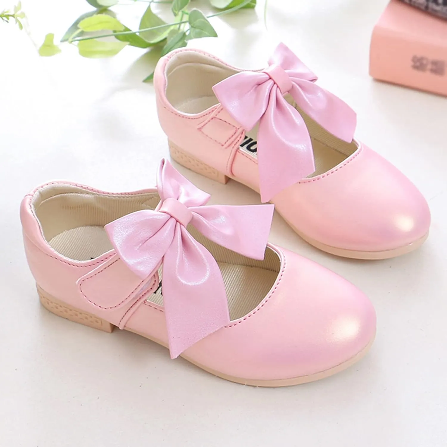 Girls Ballet Shoes Flower Girls Mary Jane Flats with Bow Toddler Dress Shoes Party Wedding Church Shoes for Kids