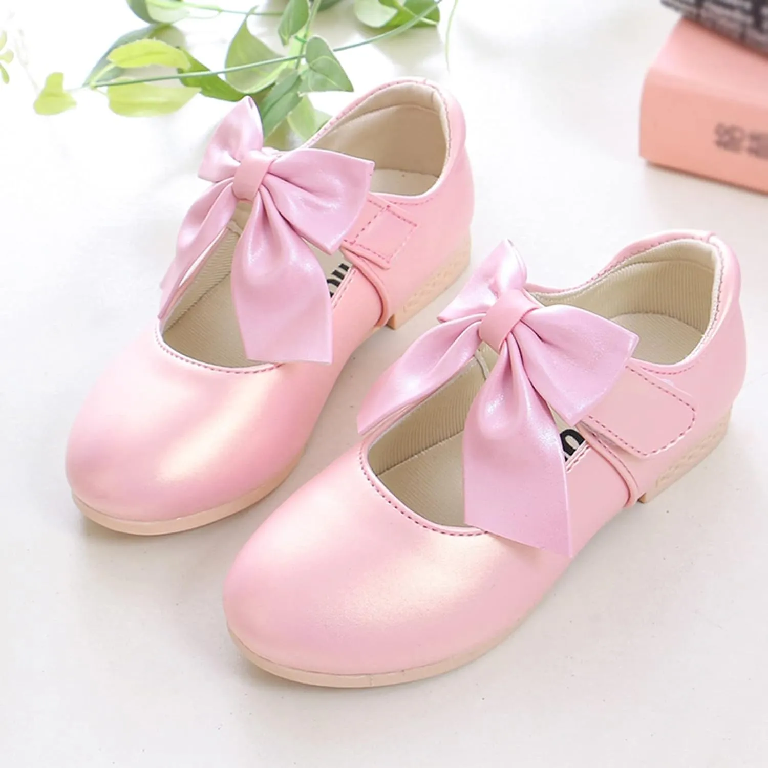 Girls Ballet Shoes Flower Girls Mary Jane Flats with Bow Toddler Dress Shoes Party Wedding Church Shoes for Kids