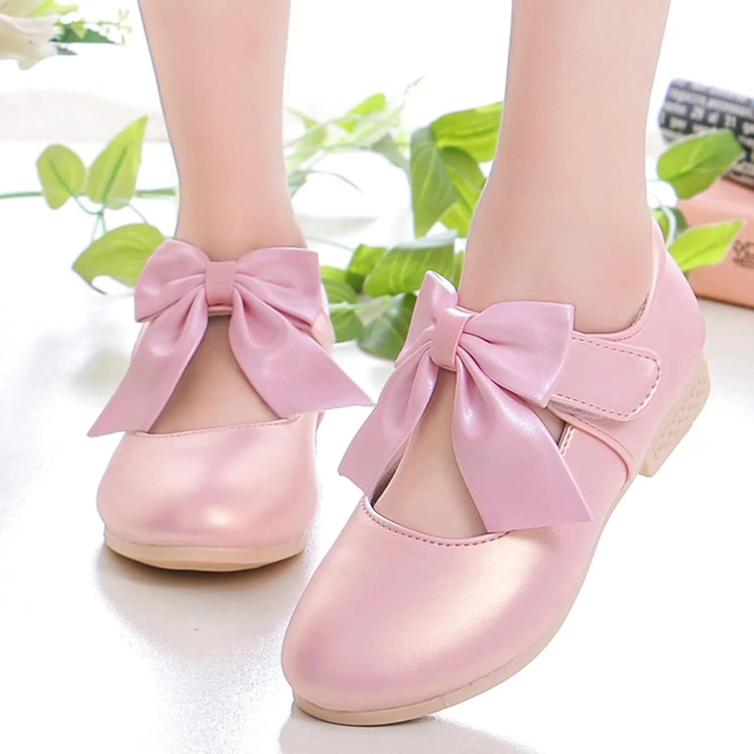 Girls Ballet Shoes Flower Girls Mary Jane Flats with Bow Toddler Dress Shoes Party Wedding Church Shoes for Kids