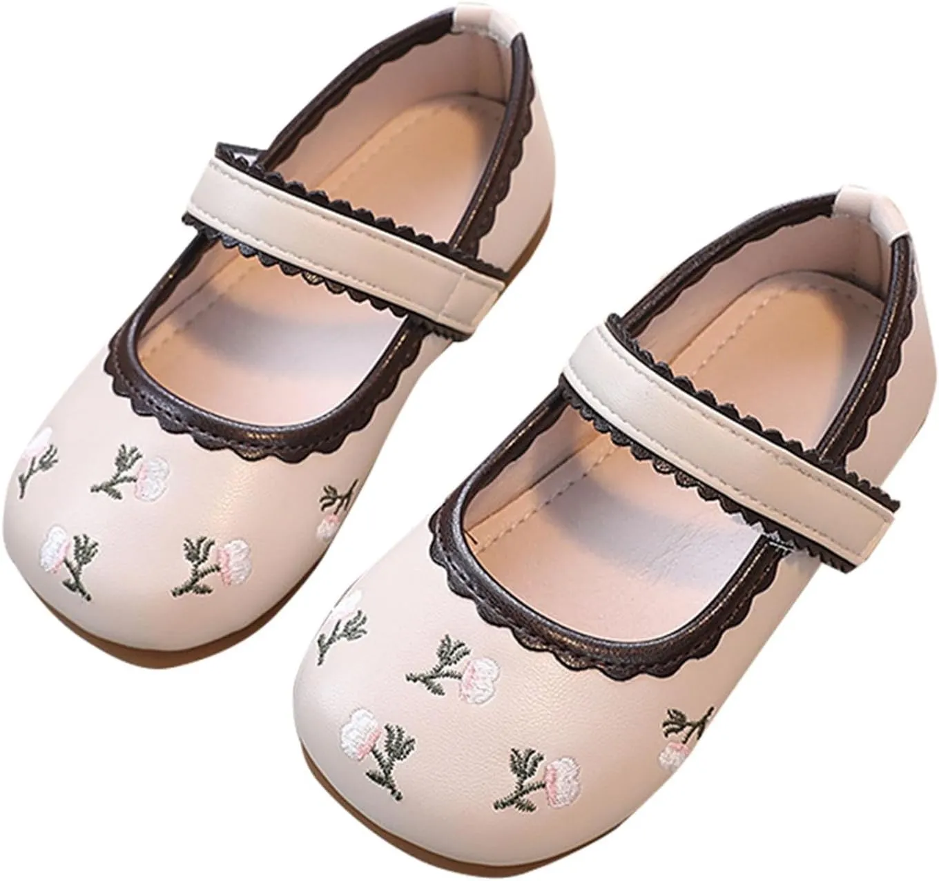 Girls Dress Shoes Flower Girl Dress Shoes Toddler Cute Floral Print Mary Jane Flats for Wedding Big Girls Dress Shoes