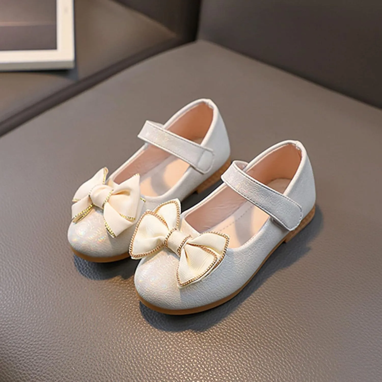 Girls Dress Shoes Toddler Flower Girl Little Kids Mary Jane Ballet Flats Bows Wedding Party School Communion Shoes