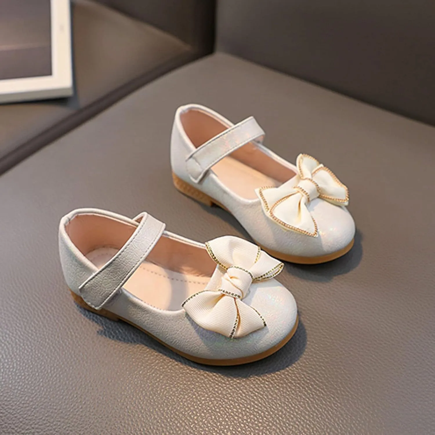 Girls Dress Shoes Toddler Flower Girl Little Kids Mary Jane Ballet Flats Bows Wedding Party School Communion Shoes