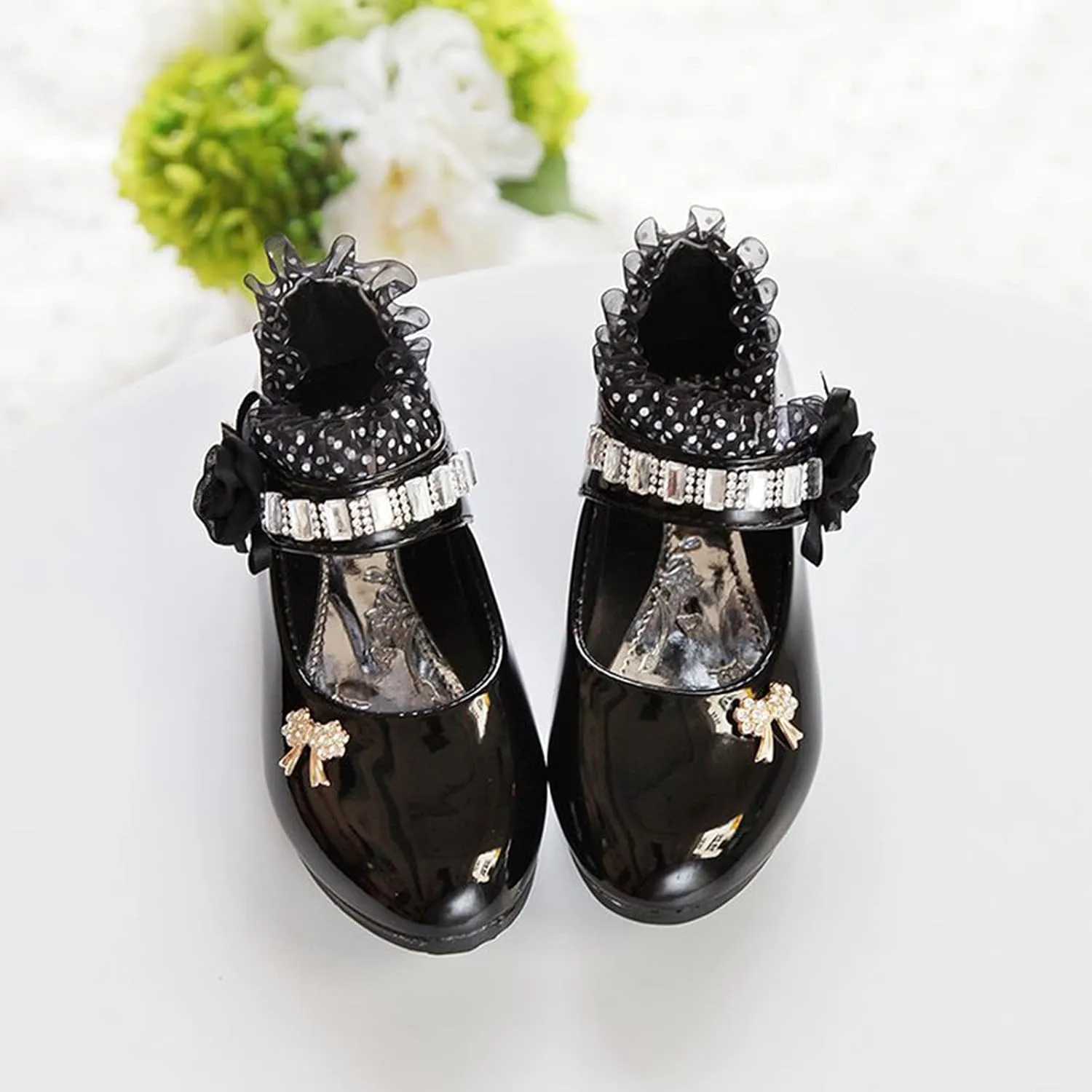Girls Patent Leather Dress Shoes Little Girls School Uniform Mary Jane Flats Low Heels for Party Wedding Toddler