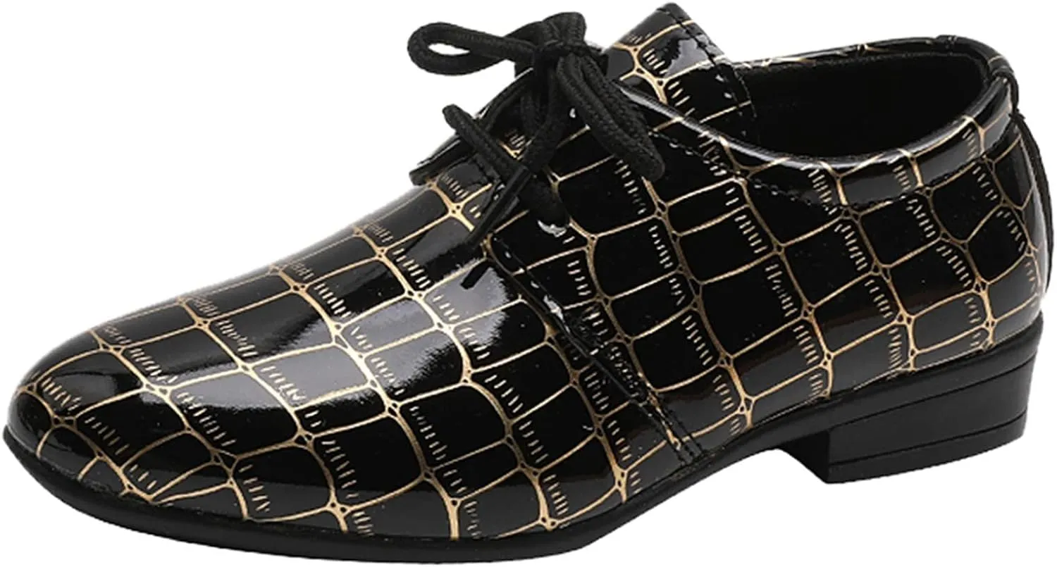 Girls Pointed Toe Dress Shoes Boys Dress Oxford Formal Shoes Toddler Lace Up Loafer Wedding Shoes Leather Shoes
