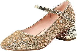 Girls Shoes High Heel Toddler Girls Dress Shoes Sparkle Mary Jane Flower Girls Wedding Birthday Party Prom