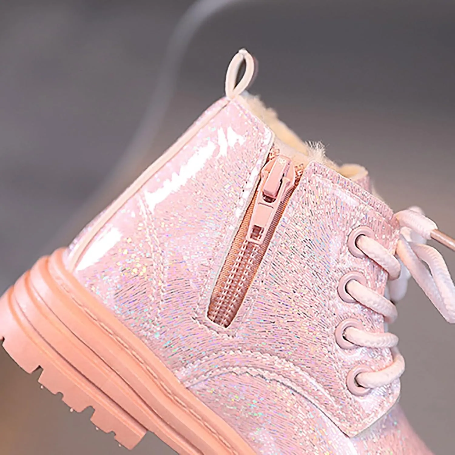 Girls Winter Glitter Ankle Boots Zipper Round Toe Chelsea Platform Elastic Short Booties Kids Comfortable Slip on Lug Sole Chelsea Booties for Toddler Little Kid Big Kids