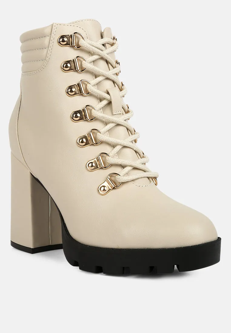 Hamiltons Lace Up Block Heel Boots by London Rag