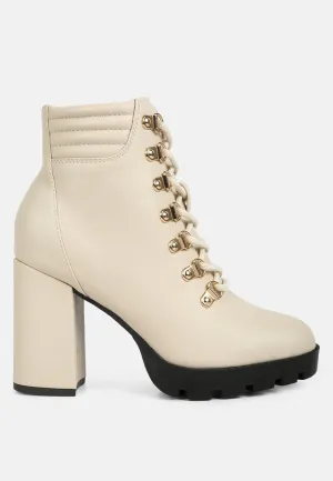 Hamiltons Lace Up Block Heel Boots by London Rag