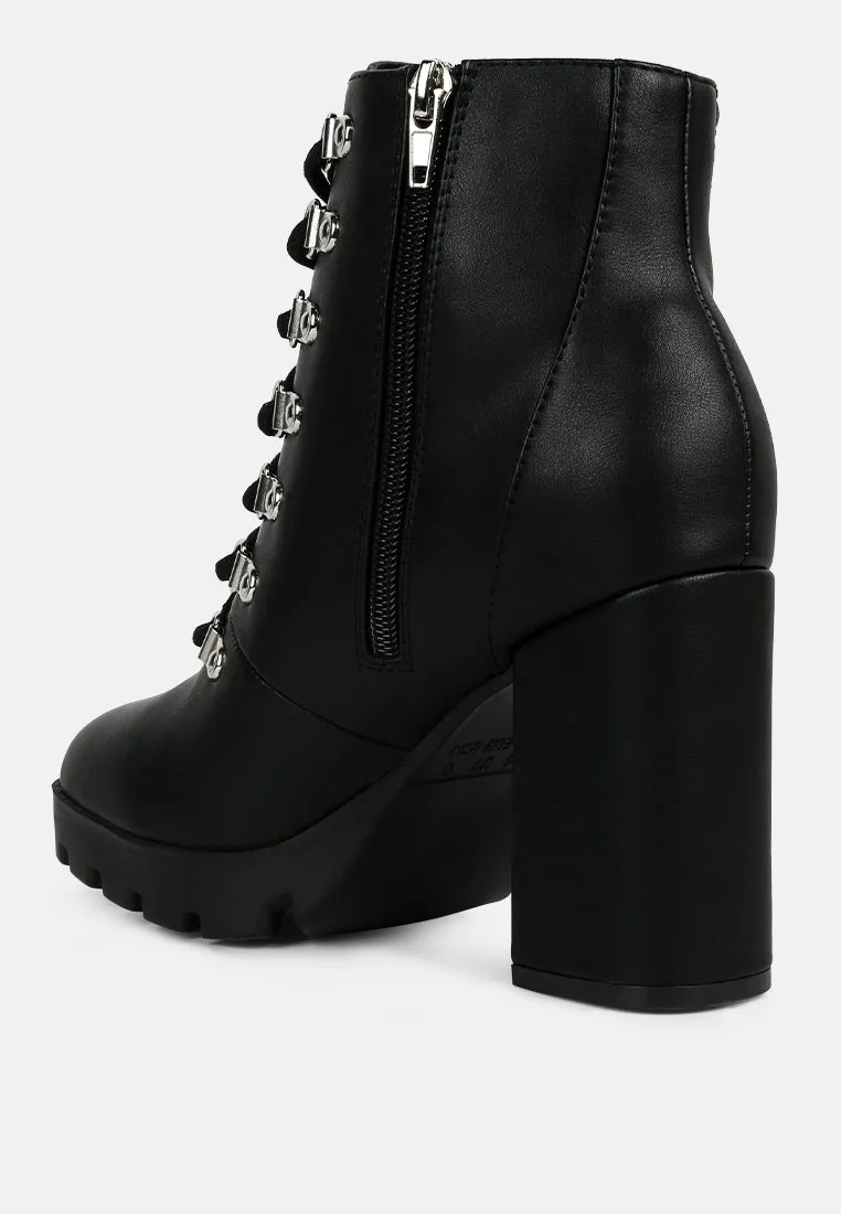 Hamiltons Lace Up Block Heel Boots by London Rag