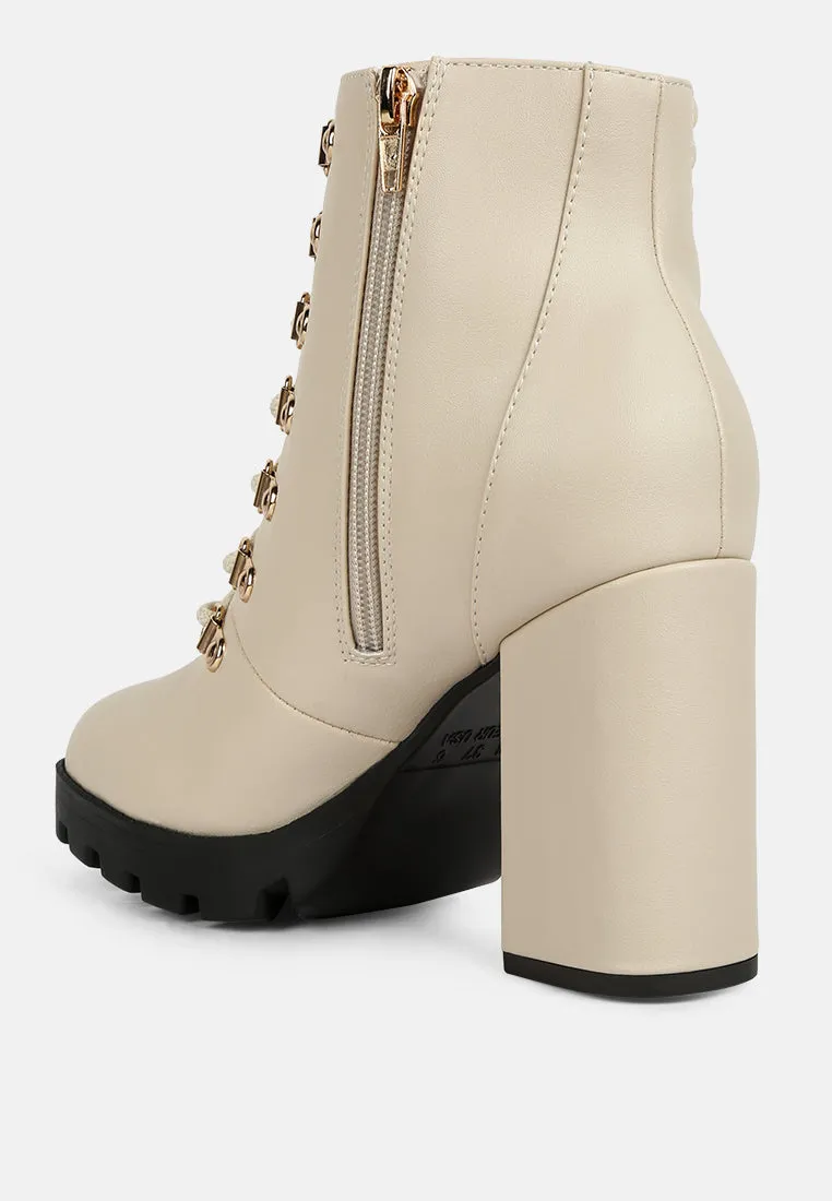 Hamiltons Lace Up Block Heel Boots by London Rag