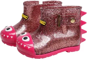 Infant Baby Cute Dinosaur Glitter Rain Boots Easy On Unisex Child Booties Boys Girls Washable Casual Boy Dress Shoes
