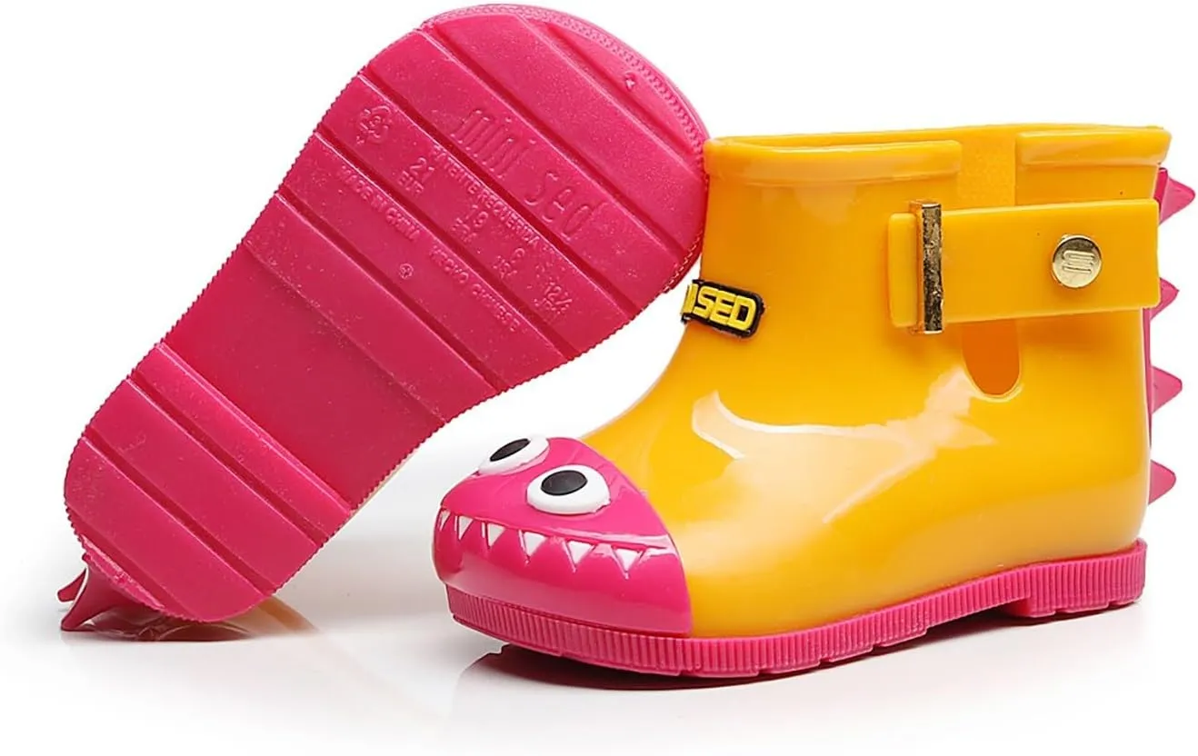 Infant Baby Cute Dinosaur Glitter Rain Boots Easy On Unisex Child Booties Boys Girls Washable Casual Boy Dress Shoes