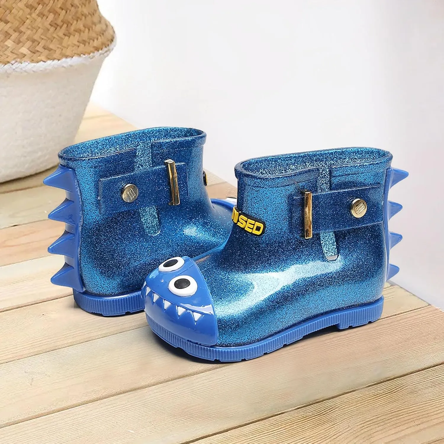 Infant Baby Cute Dinosaur Glitter Rain Boots Easy On Unisex Child Booties Boys Girls Washable Casual Boy Dress Shoes