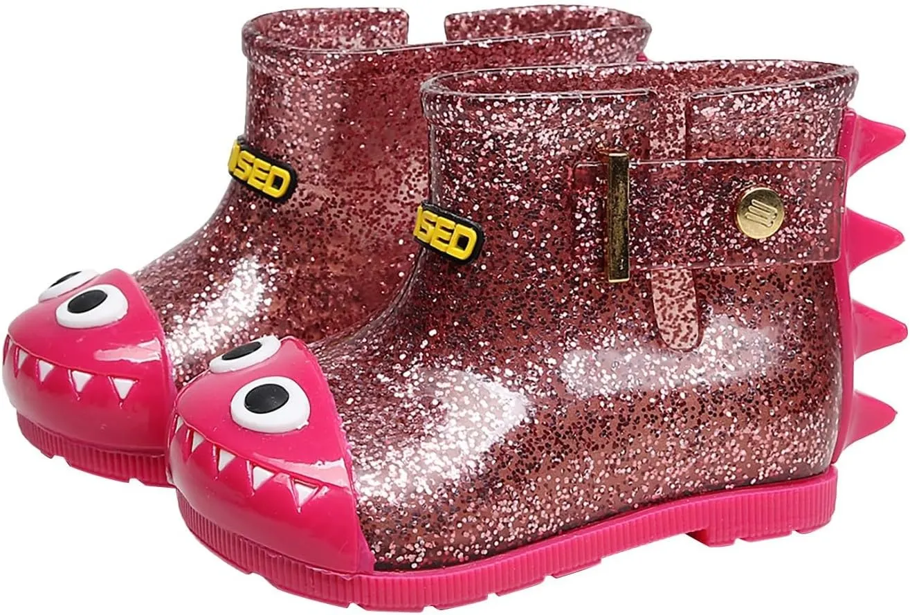 Infant Baby Cute Dinosaur Glitter Rain Boots Easy On Unisex Child Booties Boys Girls Washable Casual Boy Dress Shoes