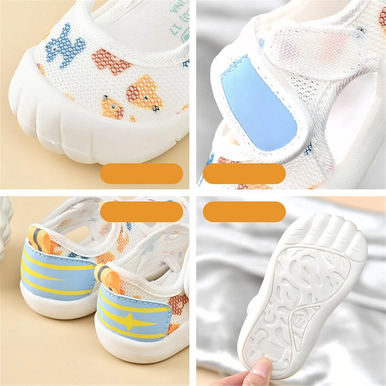 Infant Boys and Girls Baby Newborn Summer Sneakers Cute Dog Print Breathable Net Design Walking Flat Bottom Baby