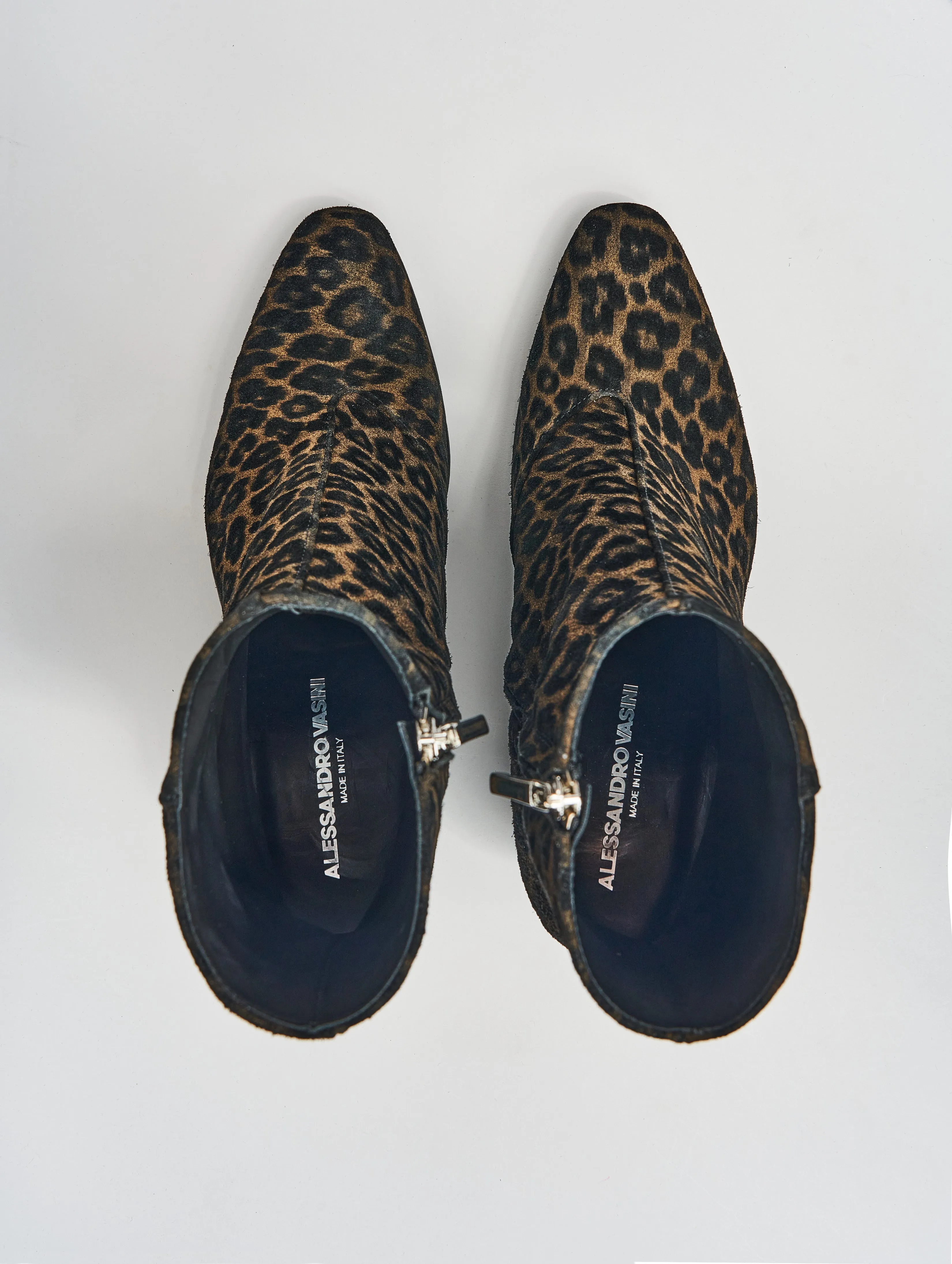 JANIS 80MM ANKLE BOOT IN LEOPARD SUEDE - Woman