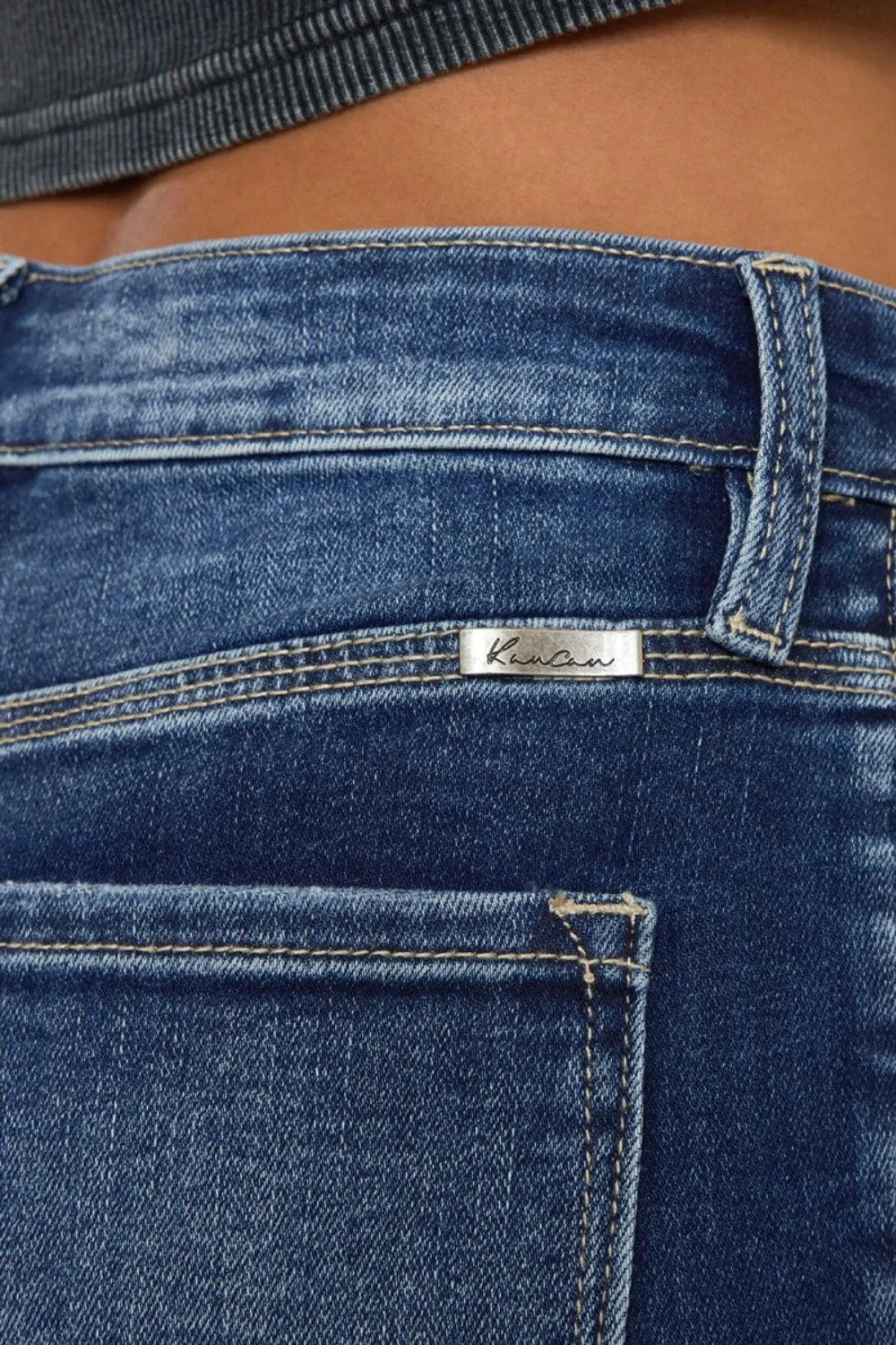 Kancan Button Fly Denim Knee Length Shorts
