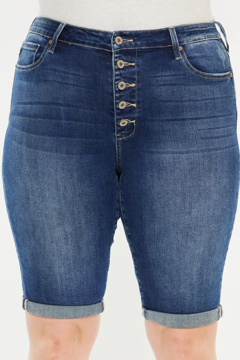 Kancan Button Fly Denim Knee Length Shorts