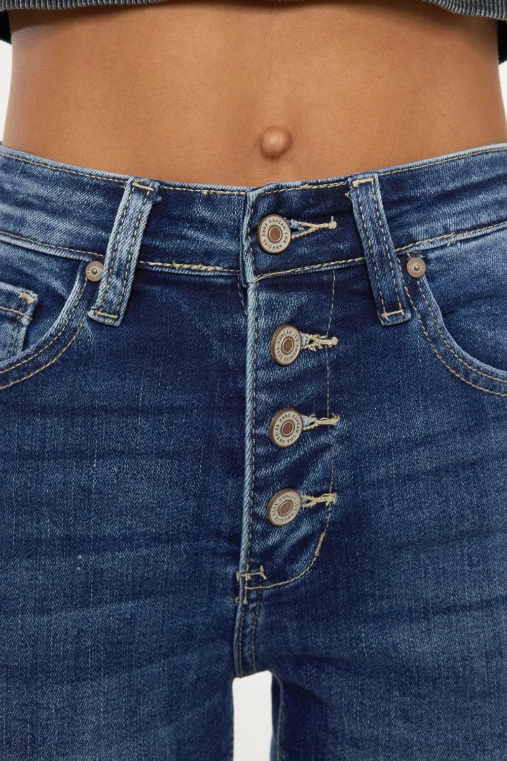 Kancan Button Fly Denim Knee Length Shorts