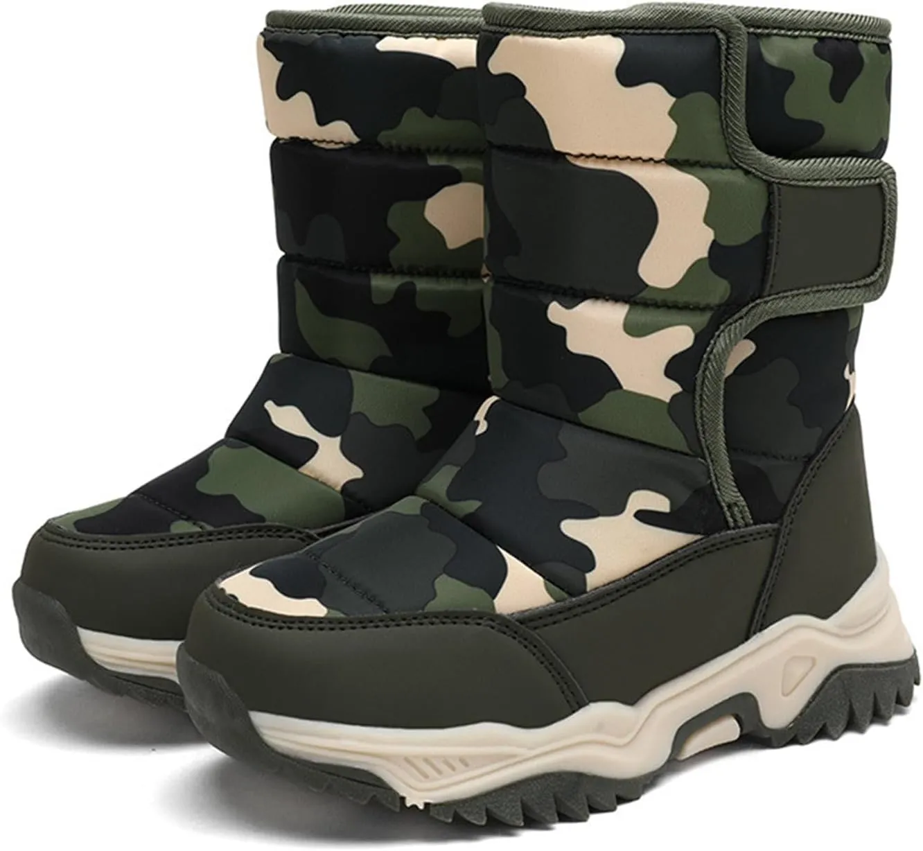 Kids Camouflage Plus Velvet Snow Boots Boys Girls Winter Warm Water Proof Boots Baby Thick Soles Non Slip Ski Shoes