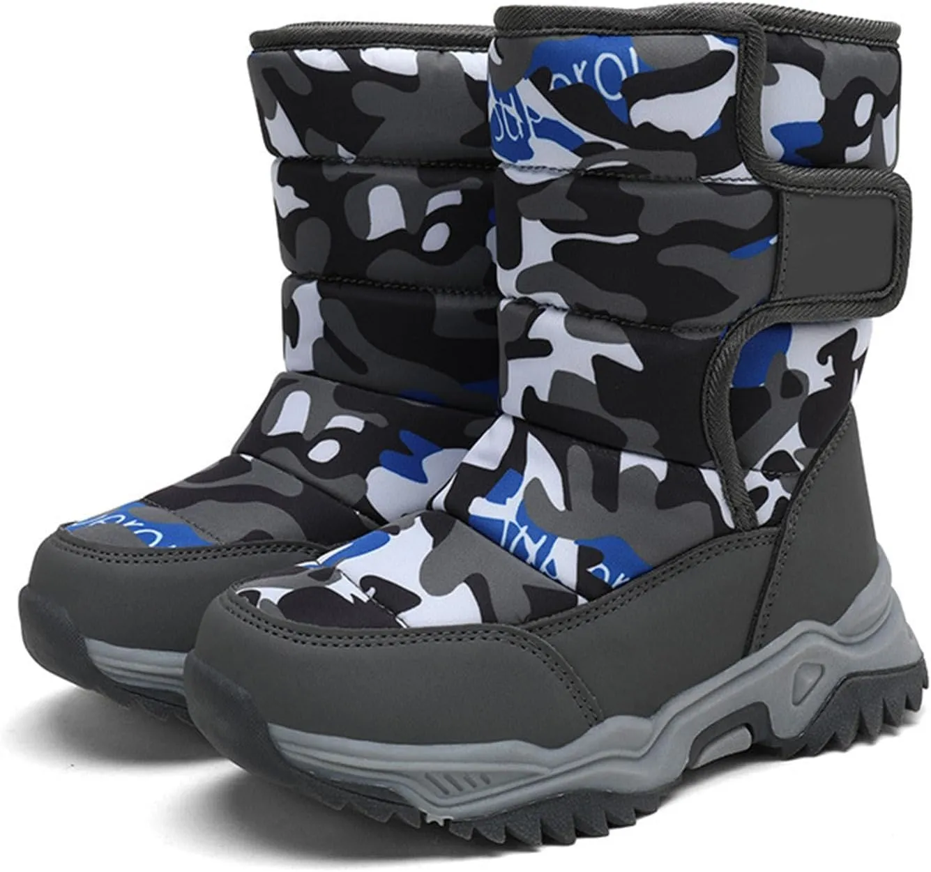 Kids Camouflage Plus Velvet Snow Boots Boys Girls Winter Warm Water Proof Boots Baby Thick Soles Non Slip Ski Shoes