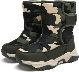Kids Camouflage Plus Velvet Snow Boots Boys Girls Winter Warm Water Proof Boots Baby Thick Soles Non Slip Ski Shoes