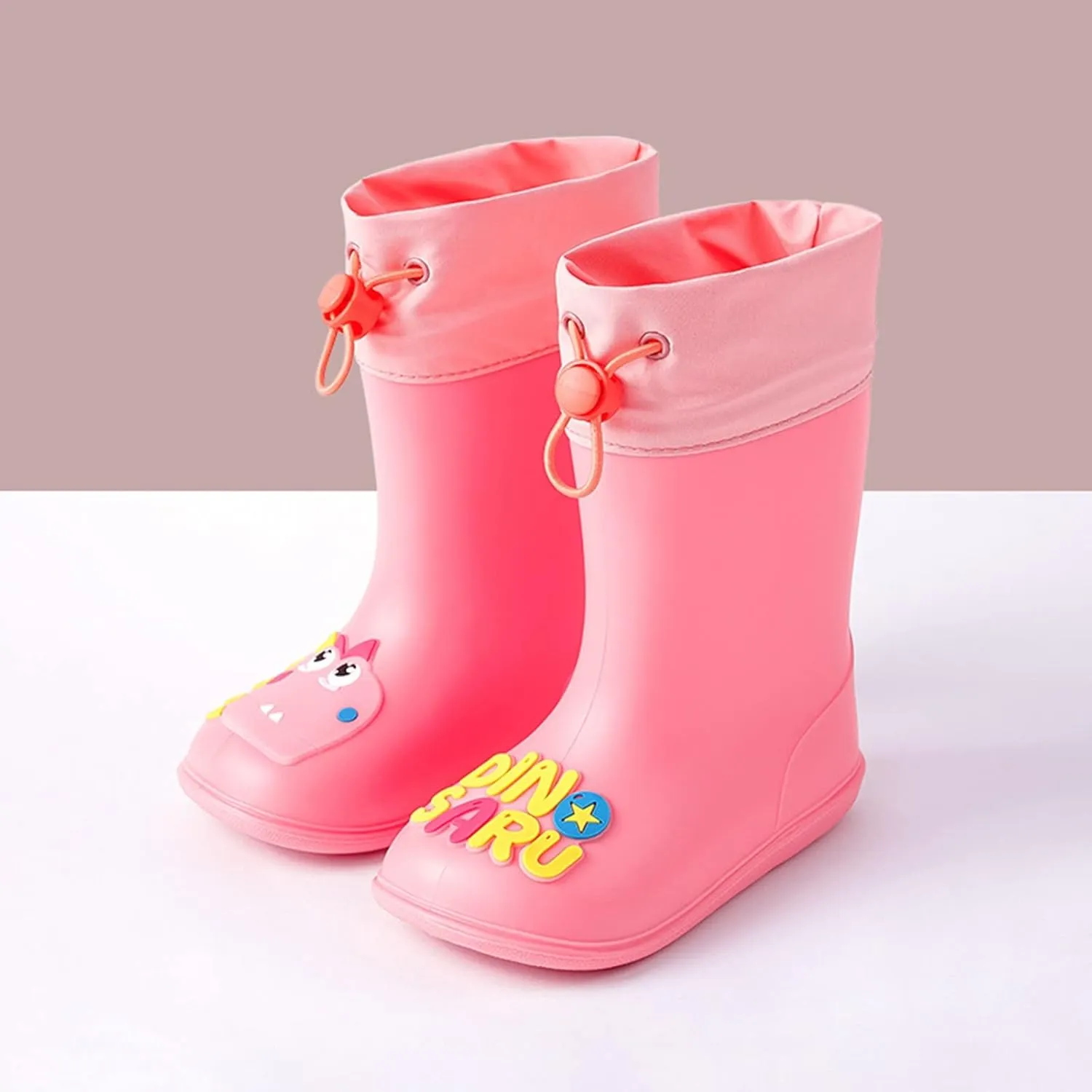 Kids Rain Boots for Boys Girls Waterproof Cute Dinosaur Rain Shoes Toddler Non Slip Easy-On Rubber Toddler Apparel