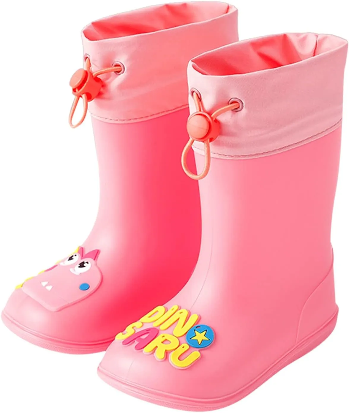 Kids Rain Boots for Boys Girls Waterproof Cute Dinosaur Rain Shoes Toddler Non Slip Easy-On Rubber Toddler Apparel