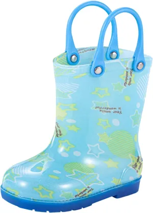Kids Rain Boots for Toddler Boys Girls Waterproof Rubber Boots with Easy-On Handles Rainboots Lightweight Mud Shoes
