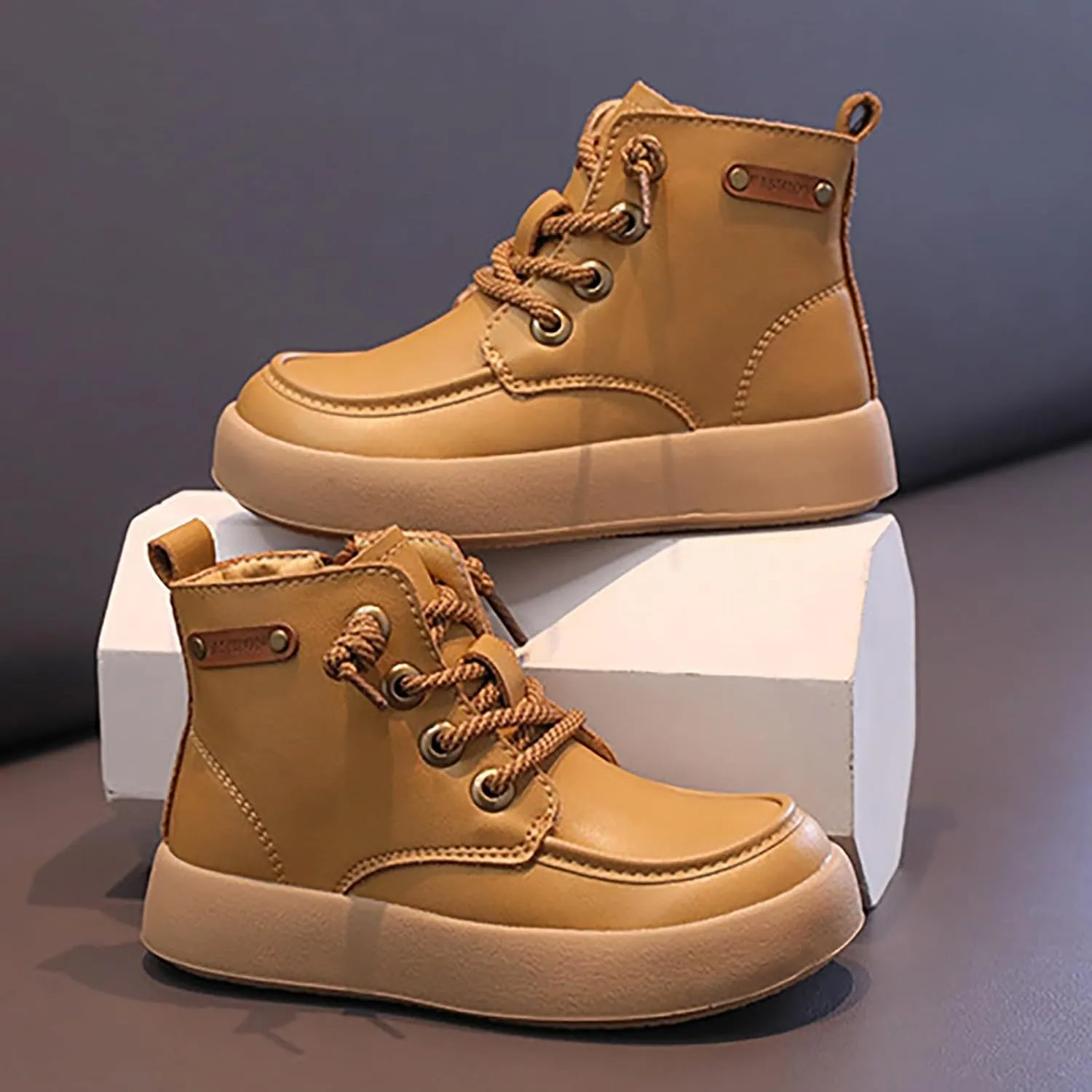 Kids School Ankle Boots for Little Child Classic Water-Proof Comfort Work Boot Unisex Rain Boots Youth Boys Size 5