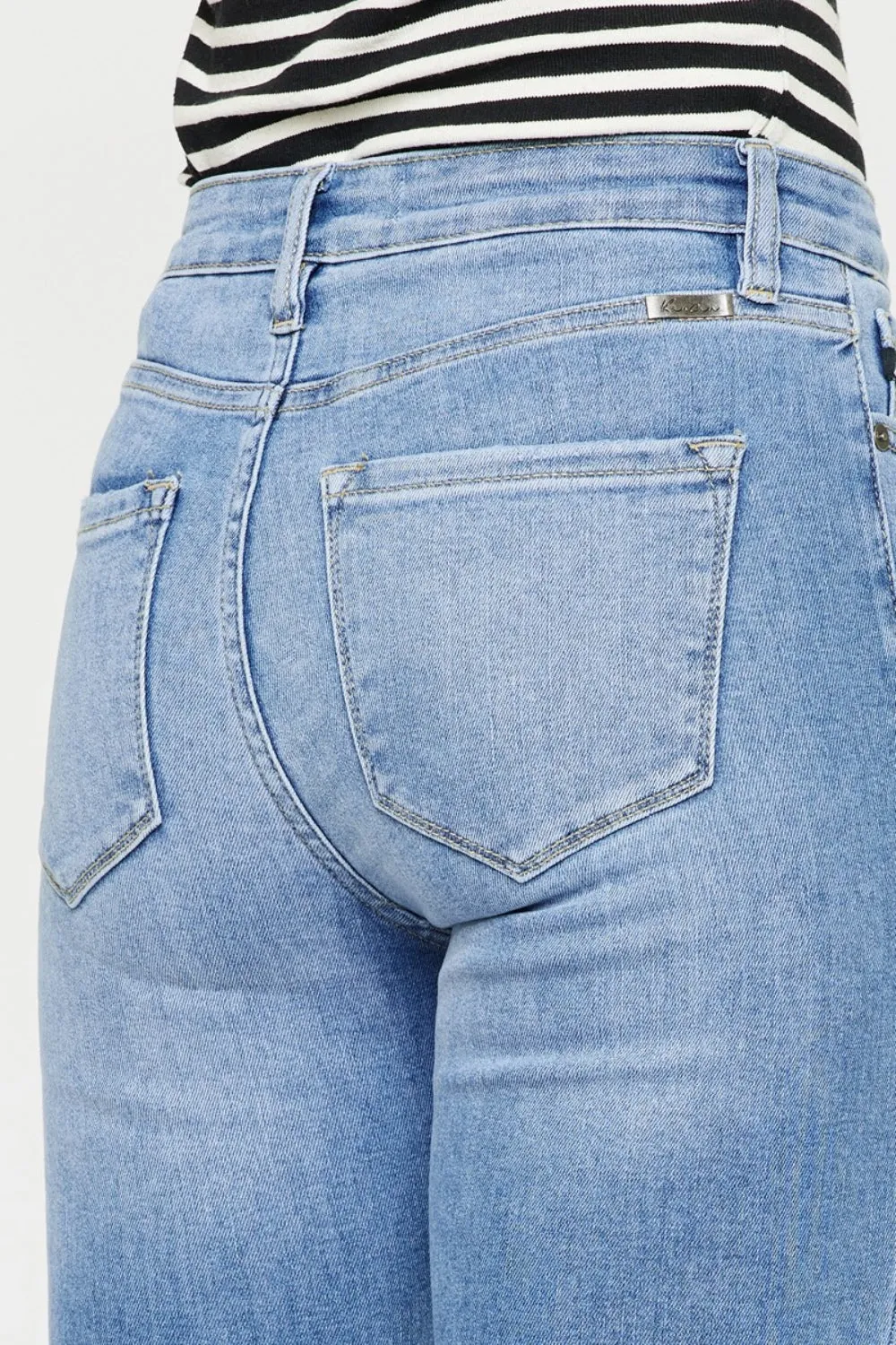 Kylie Distressed Cat's Whiskers Button Fly Jeans | Kancan