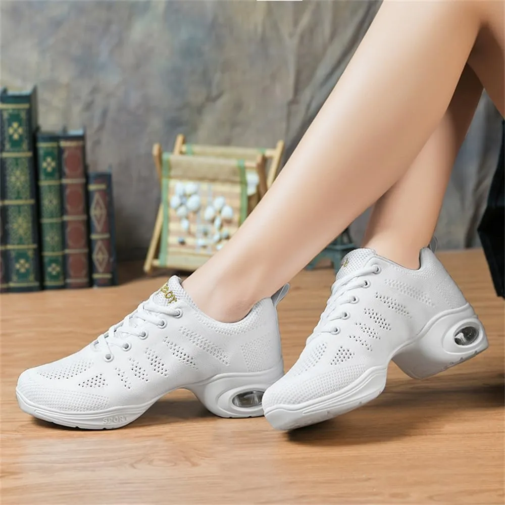 Ladies Jazz Shoes Lace Up Mesh Sneakers - Breathable Cushion Ladies Split Sole Sports Walking Dance Shoes Thick Sole (10,L)