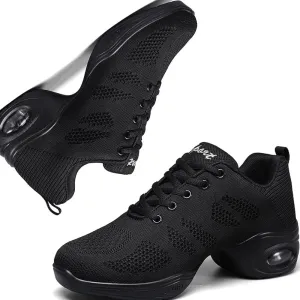 Ladies Jazz Shoes Lace Up Mesh Sneakers - Breathable Cushion Ladies Split Sole Sports Walking Dance Shoes Thick Sole (7,D)