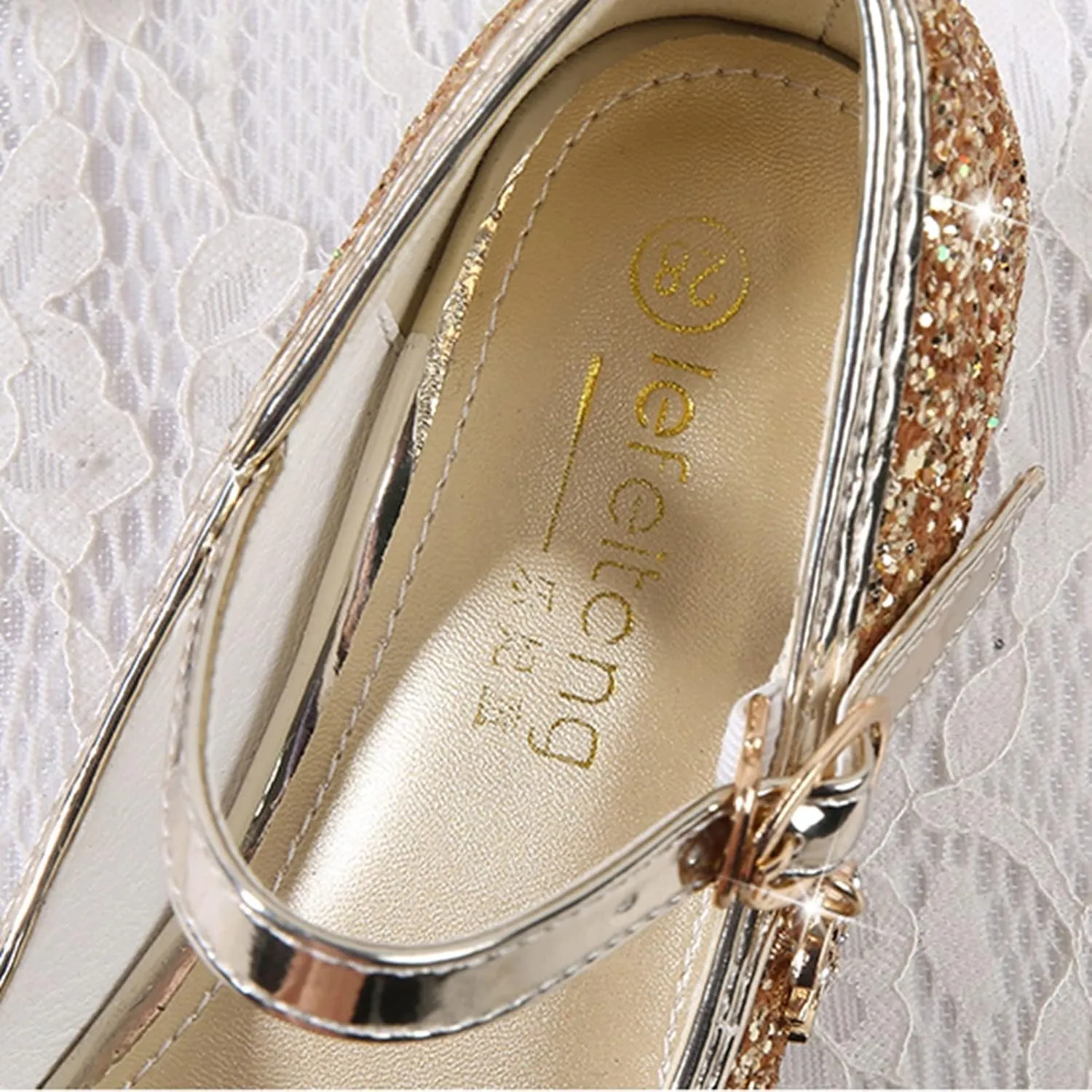 Little Girls Dress Pumps Glitter Sequins Low Heels Mary Jane Kids Party Dance Shoes Rhinestone Sandals