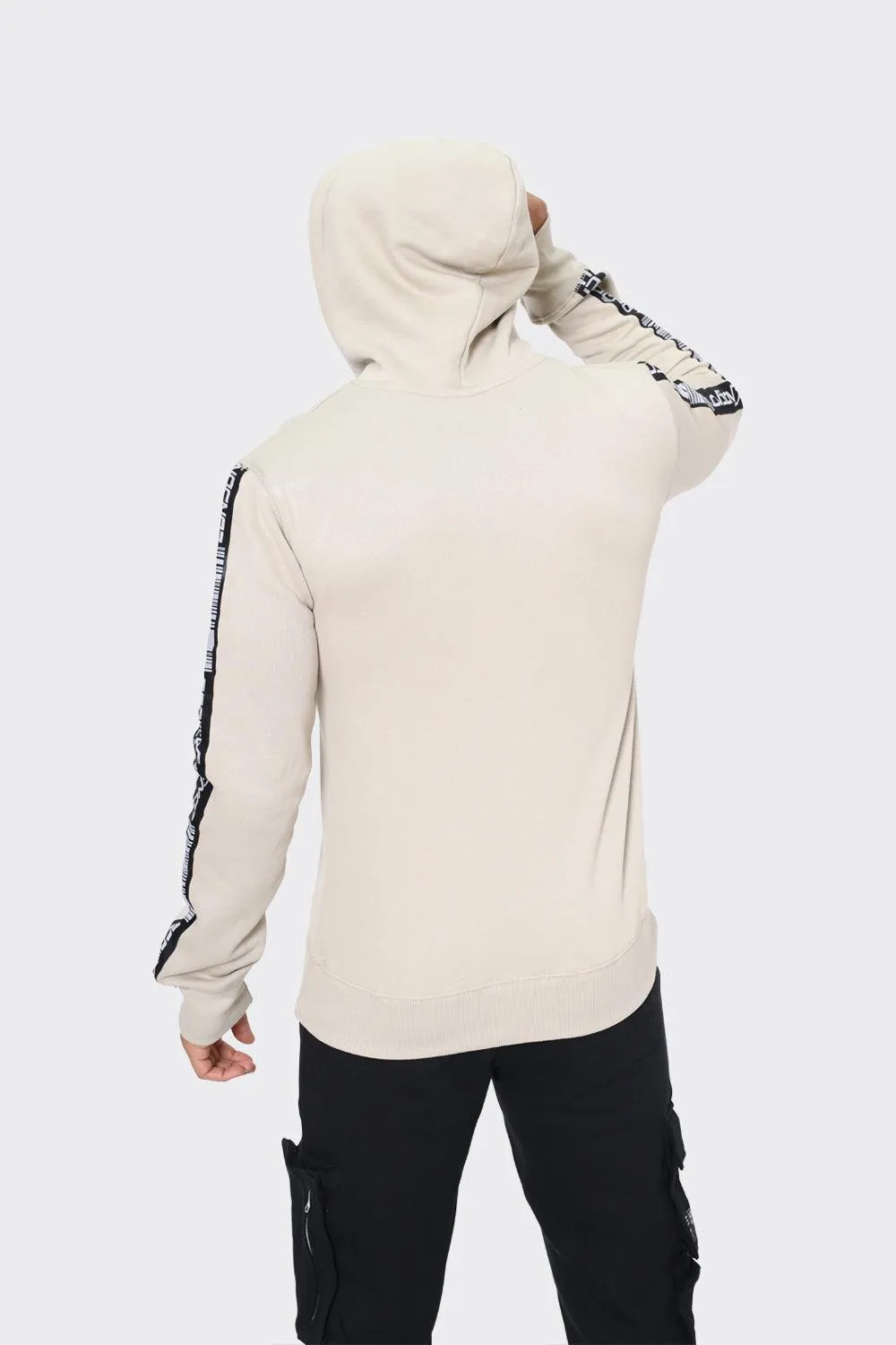 London Attitude Men Graphic Print Hoodie with Taped Sleeve