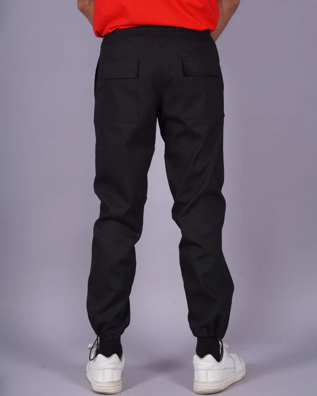 Manga Marvel: Men Black Cargo Pants with Bankai Design