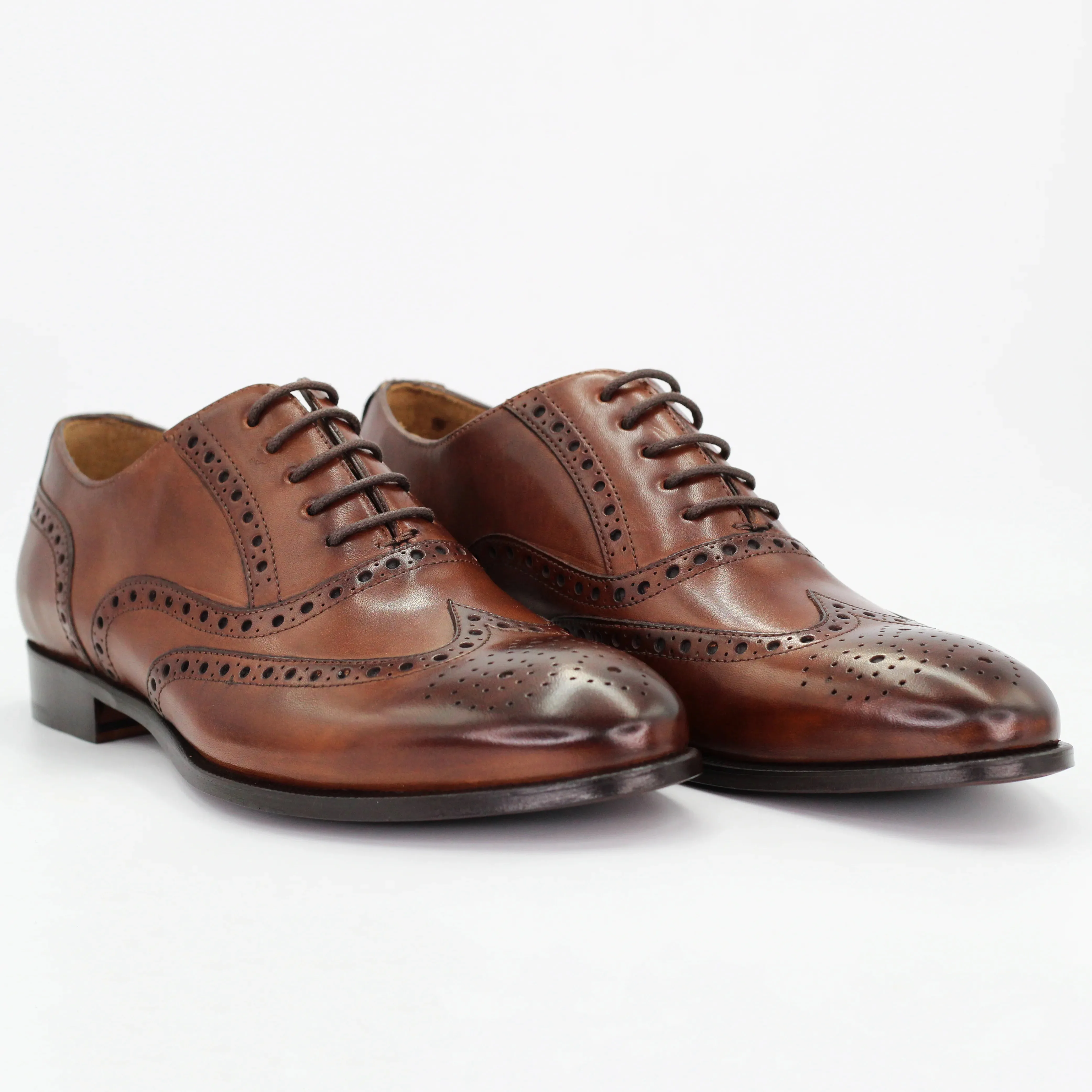 Men's Derby Brogue in Calf Leather Brandy (BRU11911)